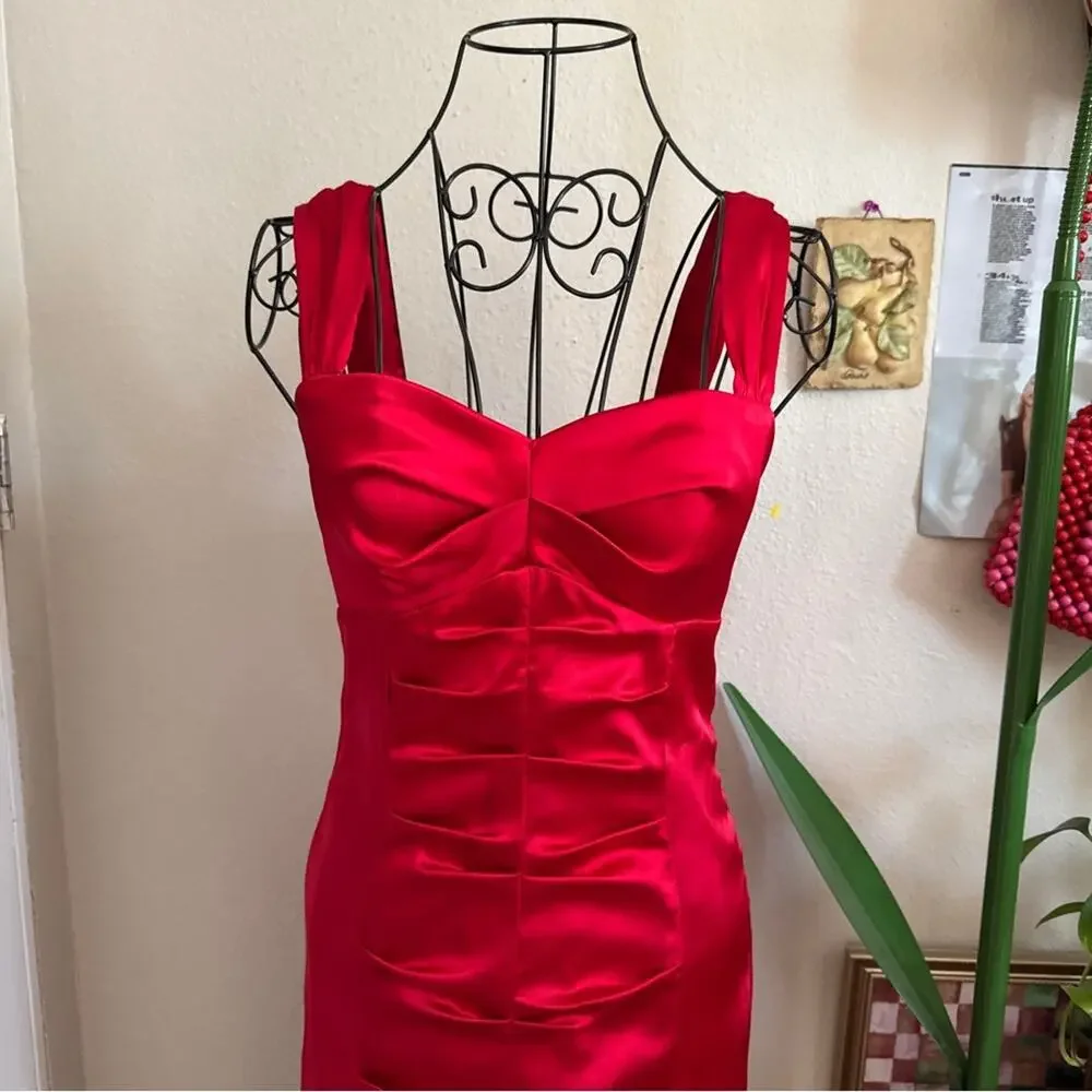 Morgan & Co Ruched Satin Midi Dress S - Picture 2 of 9